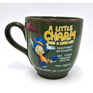 Disney Jiminy Cricket Mug Pinocchio A Little Charm Goes a Long Way Quote Coffee